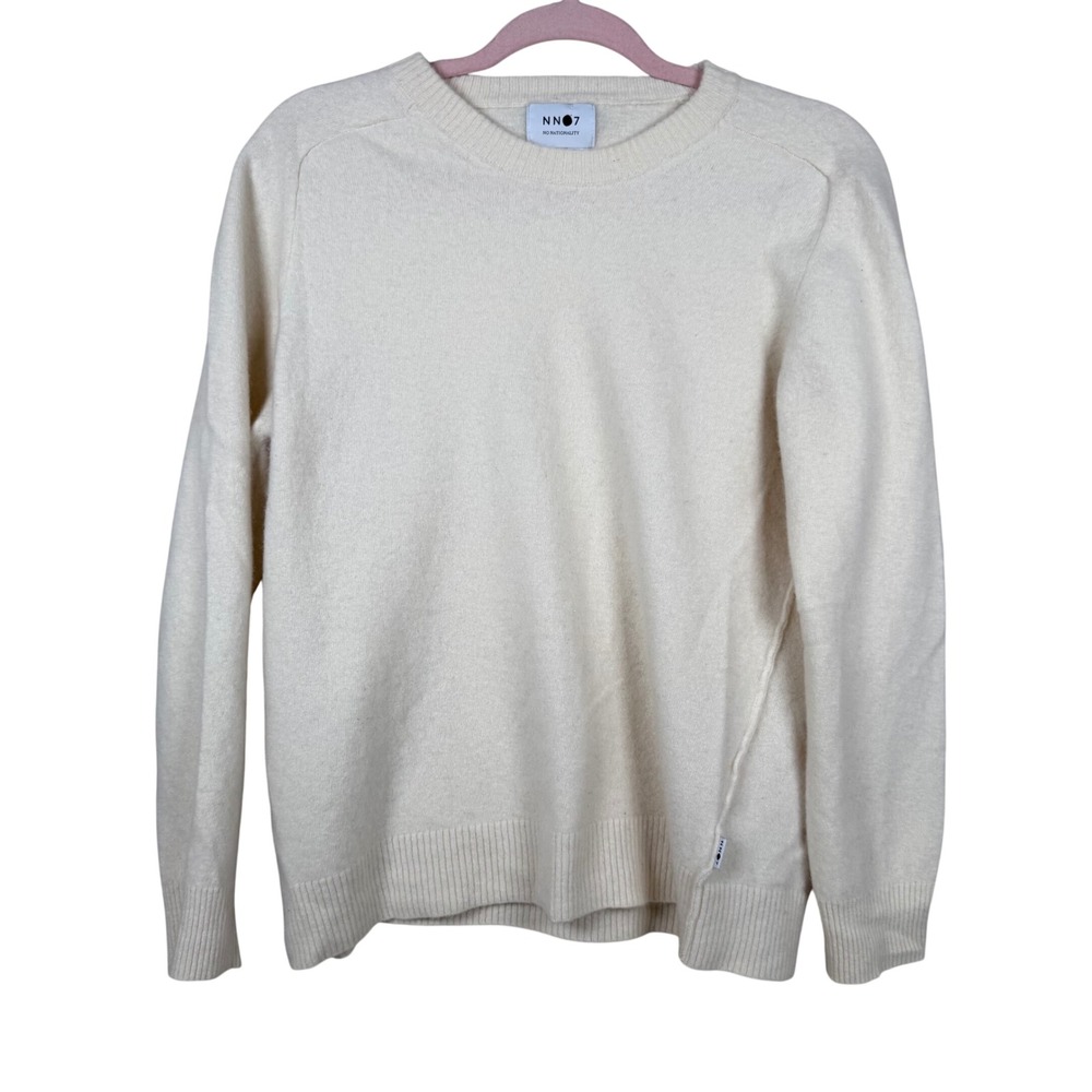 NN07 Edward 6333 Wool Crewneck Sweater Mens XL Off White Italian Yarn Knit